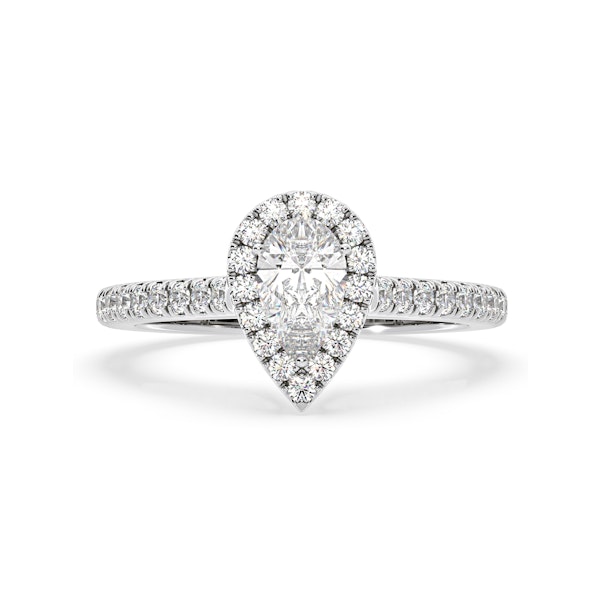 Diana Lab Diamond Pear Halo Engagement Ring 18KW Gold 1ct F/VS1 - Image 4
