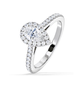 Diana Lab Diamond Pear Halo Engagement Ring Platinum 1ct F/VS1