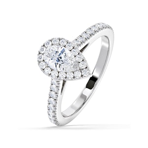 Diana Lab Diamond Pear Halo Engagement Ring Platinum 1ct F/VS1