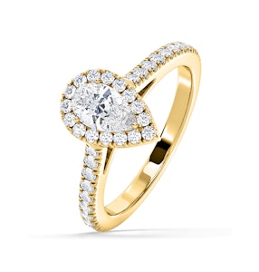 Diana GIA Diamond Pear Halo Engagement Ring in 18K Gold 1.35ct G/SI2