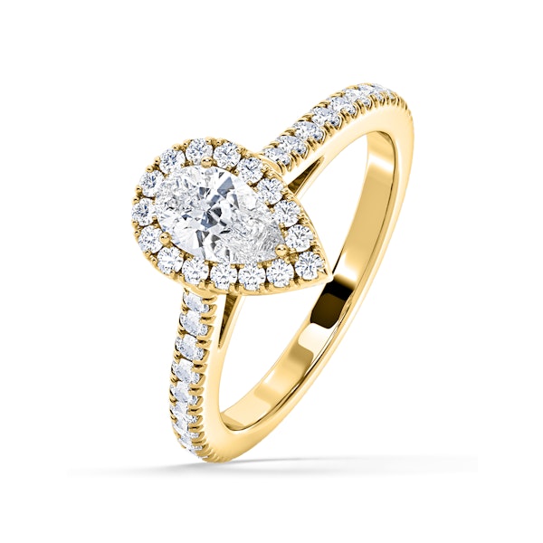 Diana Lab Diamond Pear Halo Engagement Ring in 18K Gold 1ct F/VS1 - Image 1