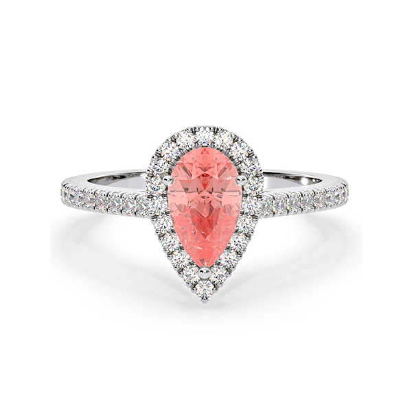 Diana Pink Lab Diamond Pear Halo Ring 1.60ct in Platinum - Elara Collection - Image 3