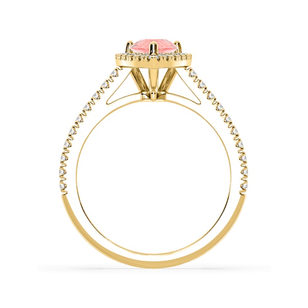 Diana Pink Lab Diamond Pear Halo Ring 1.60ct in 18K Yellow Gold - Elara Collection - Image 5