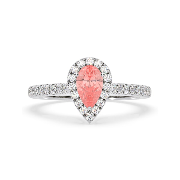 Diana Pink Lab Diamond Pear Halo Ring 1.00ct in Platinum - Elara Collection - Image 3