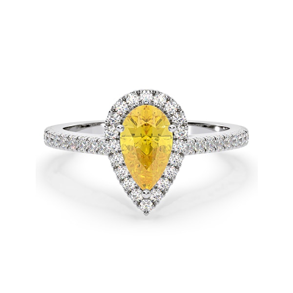 Diana Yellow Lab Diamond Pear Halo Ring 1.60ct in Platinum - Elara Collection - Image 3