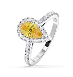 Diana Yellow Lab Diamond Pear Halo Ring 1.60ct in Platinum - Elara Collection