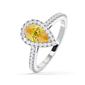 Diana Yellow Lab Diamond Pear Halo Ring 1.60ct in 18K White Gold - Elara Collection