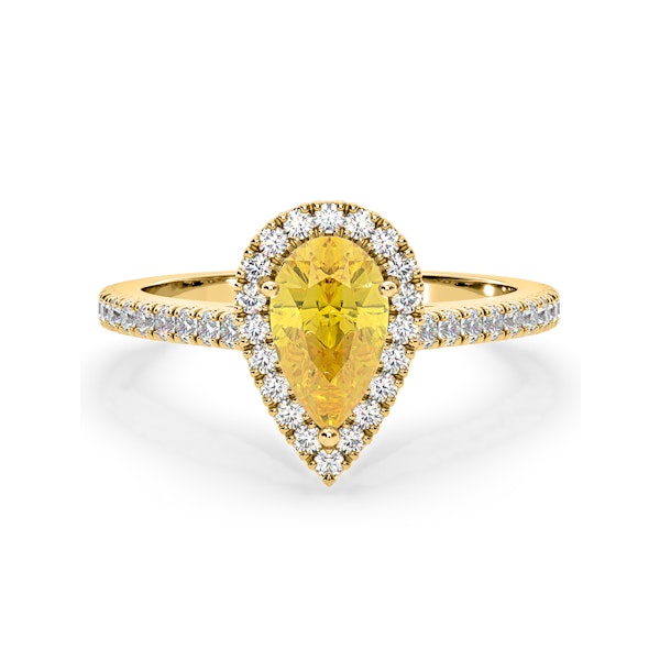 Diana Yellow Lab Diamond Pear Halo Ring 1.60ct in 18K Yellow Gold - Elara Collection - Image 3