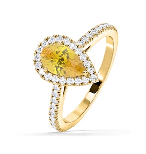 Diana Yellow Lab Diamond Pear Halo Ring 1.60ct in 18K Yellow Gold - Elara Collection