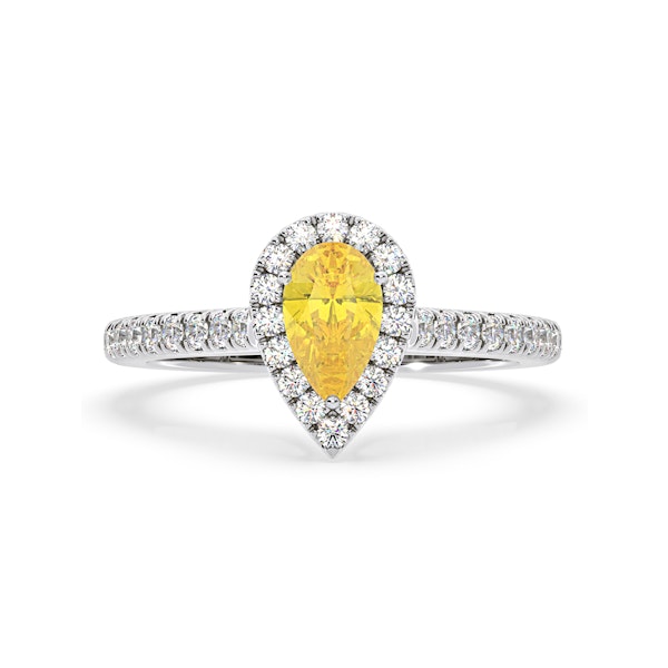 Diana Yellow Lab Diamond Pear Halo Ring 1.00ct in Platinum - Elara Collection - Image 3