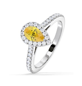 Diana Yellow Lab Diamond Pear Halo Ring 1.00ct in Platinum - Elara Collection