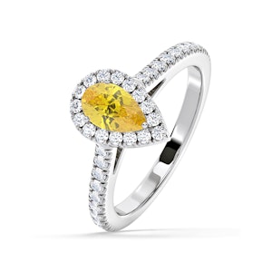 Diana Yellow Lab Diamond Pear Halo Ring 1.00ct in 18K White Gold - Elara Collection