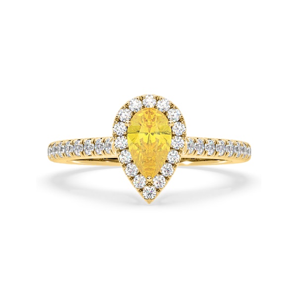 Diana Yellow Lab Diamond Pear Halo Ring 1.00ct in 18K Yellow Gold - Elara Collection - Image 3