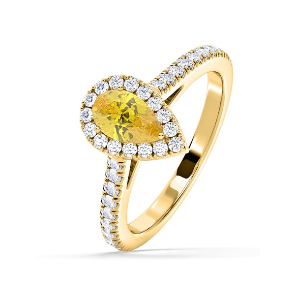 Diana Yellow Lab Diamond Pear Halo Ring 1.00ct in 18K Yellow Gold - Elara Collection - Image 1