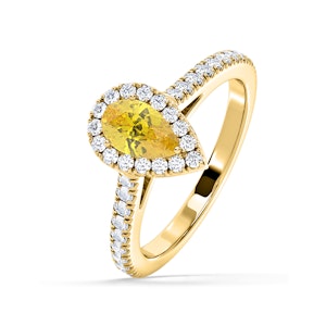 Diana Yellow Lab Diamond Pear Halo Ring 1.00ct in 18K Yellow Gold - Elara Collection
