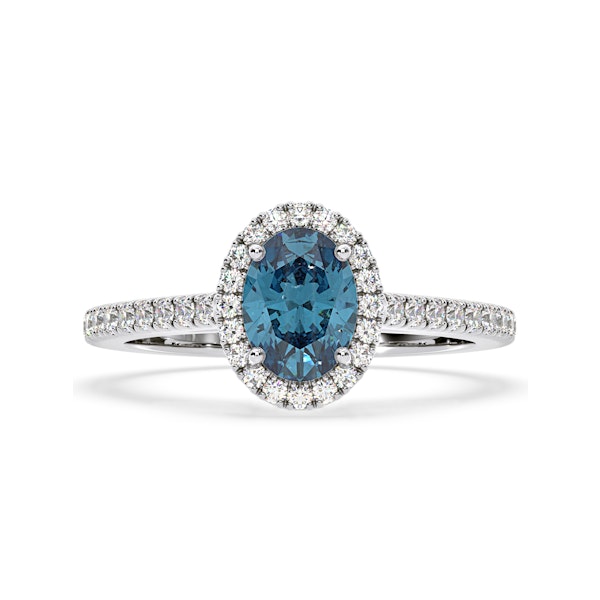 Georgina Blue Lab Diamond Oval Halo 1.60ct Ring in Platinum - Elara Collection - Image 3