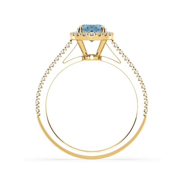 Georgina Blue Lab Diamond Oval Halo 1.60ct Ring in 18K Yellow Gold - Elara Collection - Image 5