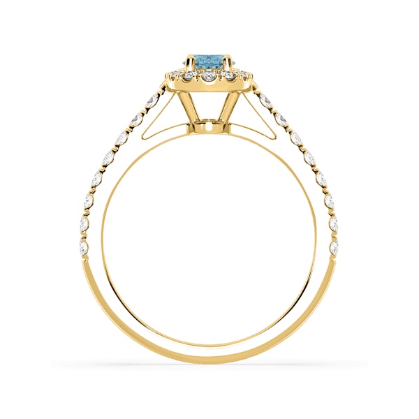 Georgina Blue Lab Diamond Oval Halo 0.90ct Ring in 18K Yellow Gold - Elara Collection - Image 5