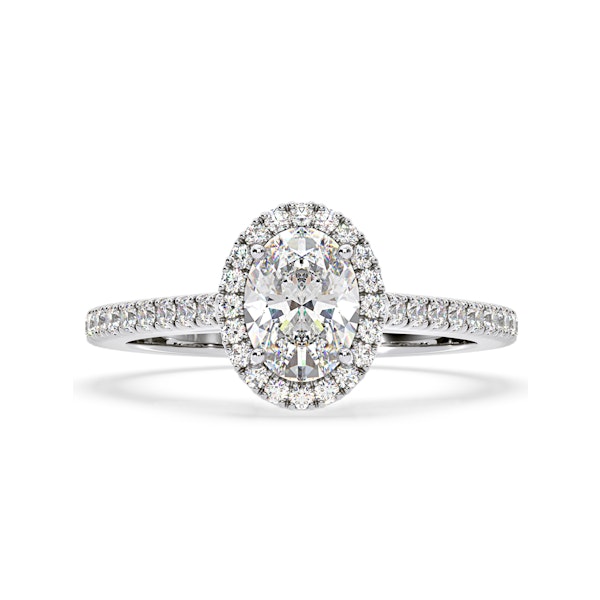 Georgina Lab Oval Diamond Halo Engagement Ring 18K White Gold 2.55ct F/VS1 - Image 3