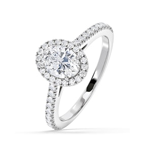 Georgina Lab Oval Diamond Halo Engagement Ring Platinum 1.55ct F/VS1