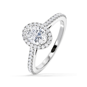 Georgina Lab Oval Diamond Halo Engagement Ring 18K White Gold 1.55ct F/VS1