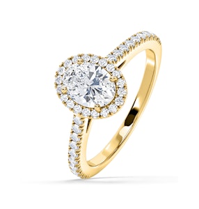 Georgina Lab Oval Diamond Halo Engagement Ring 18K Gold 2.55ct F/VS1