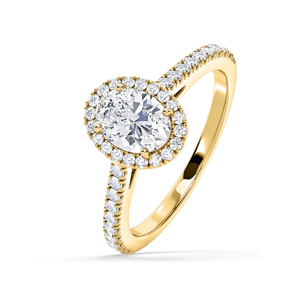 Georgina Lab Oval Diamond Halo Engagement Ring 18K Gold 1.55ct F/VS1 - Image 1