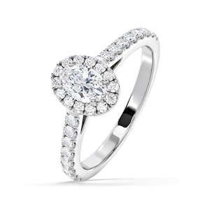 Georgina GIA Oval Diamond Halo Engagement Ring 18KW Gold 1.30ct G/Vs1