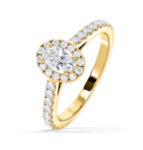 Georgina Lab Oval Diamond Halo Engagement Ring 18K Gold 1.00ct F/VS1