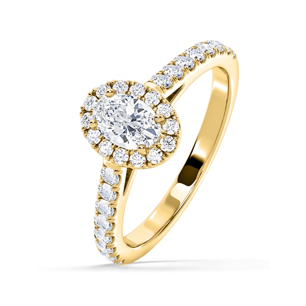 Georgina Lab Oval Diamond Halo Engagement Ring 18K Gold 1.00ct F/VS1 - Image 1
