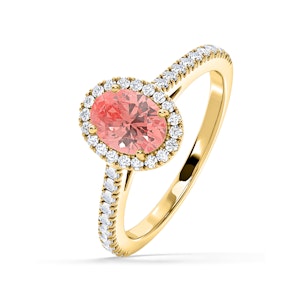 Georgina Pink Lab Diamond Oval Halo 1.60ct Ring in 18K Yellow Gold - Elara Collection