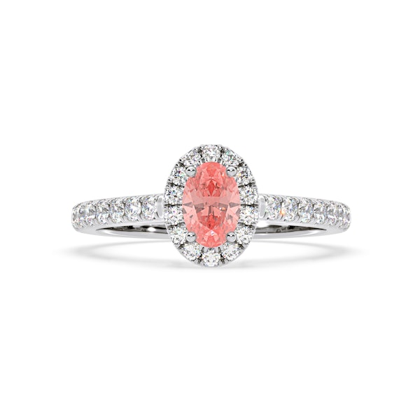 Georgina Pink Lab Diamond Oval Halo 0.90ct Ring in Platinum - Elara Collection - Image 3
