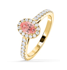 Georgina Pink Lab Diamond Oval Halo 0.90ct Ring in 18K Yellow Gold - Elara Collection