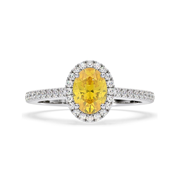 Georgina Yellow Lab Diamond Oval Halo 1.60ct Ring in Platinum - Elara Collection - Image 3