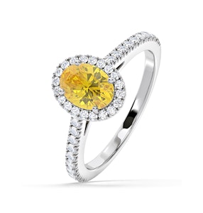 Georgina Yellow Lab Diamond Oval Halo 1.60ct Ring in Platinum - Elara Collection