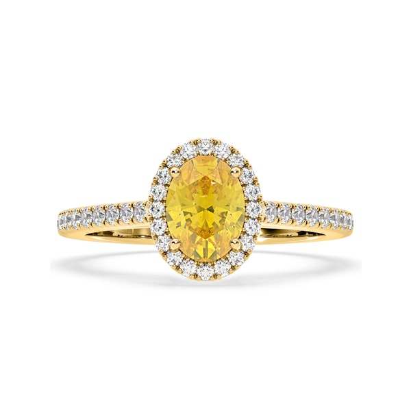 Georgina Yellow Lab Diamond Oval Halo 1.60ct Ring in 18K Yellow Gold - Elara Collection - Image 3