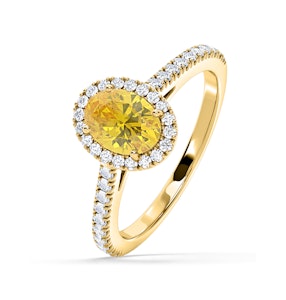Georgina Yellow Lab Diamond Oval Halo 1.60ct Ring in 18K Yellow Gold - Elara Collection