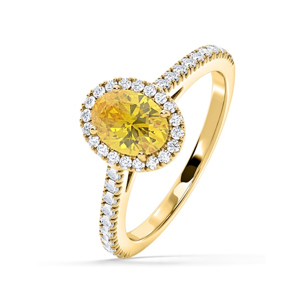 Georgina Yellow Lab Diamond Oval Halo 1.60ct Ring in 18K Yellow Gold - Elara Collection - Image 1