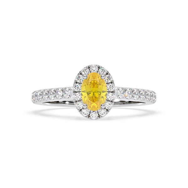 Georgina Yellow Lab Diamond Oval Halo 0.90ct Ring in 18K White Gold - Elara Collection - Image 3