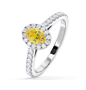 Georgina Yellow Lab Diamond Oval Halo 0.90ct Ring in Platinum - Elara Collection