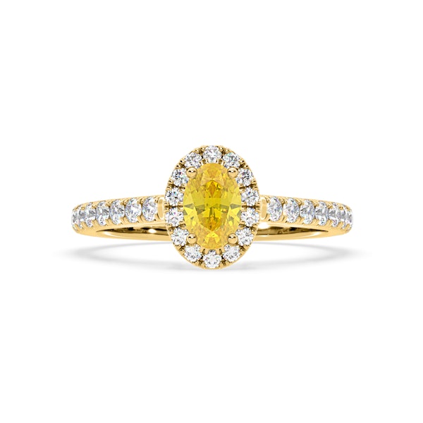 Georgina Yellow Lab Diamond Oval Halo 0.90ct Ring in 18K Yellow Gold - Elara Collection - Image 3