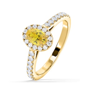 Georgina Yellow Lab Diamond Oval Halo 0.90ct Ring in 18K Yellow Gold - Elara Collection