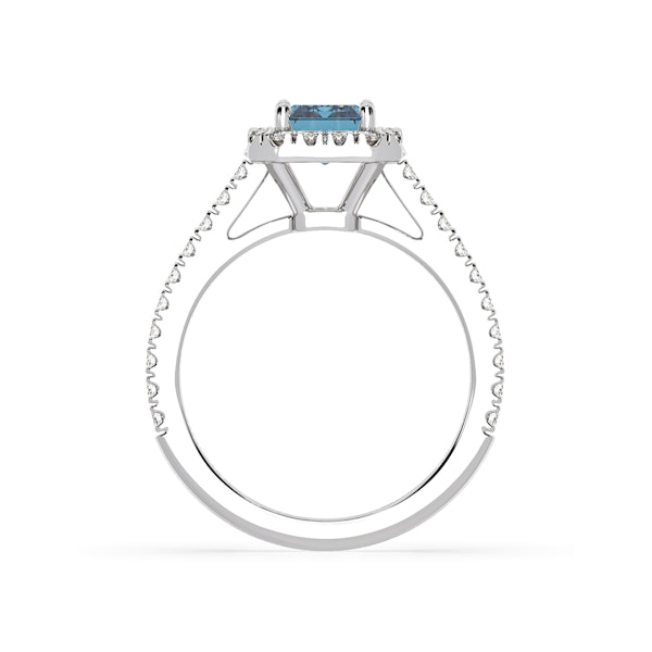 Annabelle Blue Lab Diamond 1.65ct Emerald Cut Halo Ring in Platinum - Elara Collection - Image 5