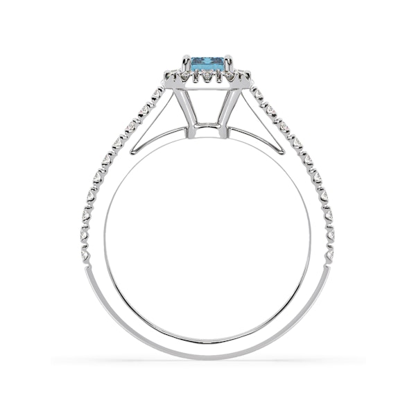 Annabelle Blue Lab Diamond 1.00ct Emerald Cut Halo Ring in Platinum - Elara Collection - Image 5