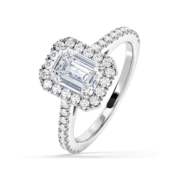 Annabelle Lab Diamond Halo Engagement Ring 18K White Gold 2.15ct F/VS1 - Image 1