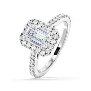 Annabelle Lab Diamond Halo Engagement Ring 18K White Gold 1.65ct F/VS1