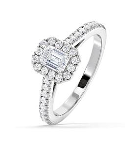 Annabelle Lab Diamond Halo Engagement Ring 18K White Gold 1ct F/VS1