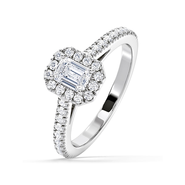 Annabelle Diamond Halo Engagement Ring 18K White Gold 1ct G/VS1 - Image 1