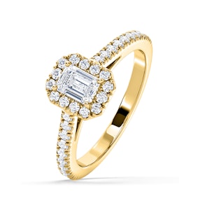 Annabelle Lab Diamond Halo Engagement Ring in 18K Gold 1ct F/VS1