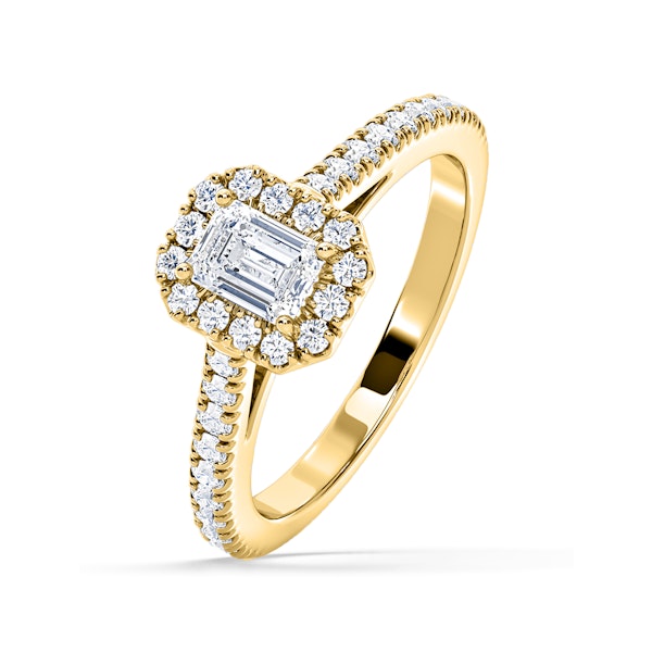 Annabelle Lab Diamond Halo Engagement Ring in 18K Gold 1ct F/VS1 - Image 1